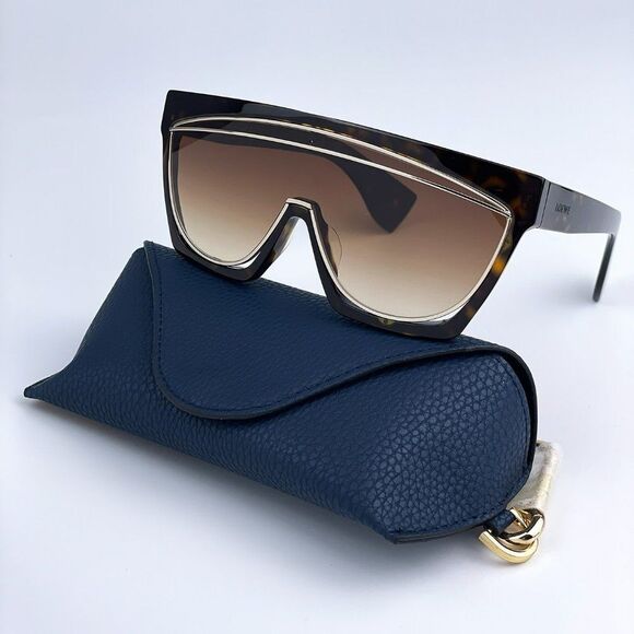 NEW Loewe LW40012F FILIPA MASK 52F Shiny Havana Brown Shield Women Sunglasses - Picture 2 of 10